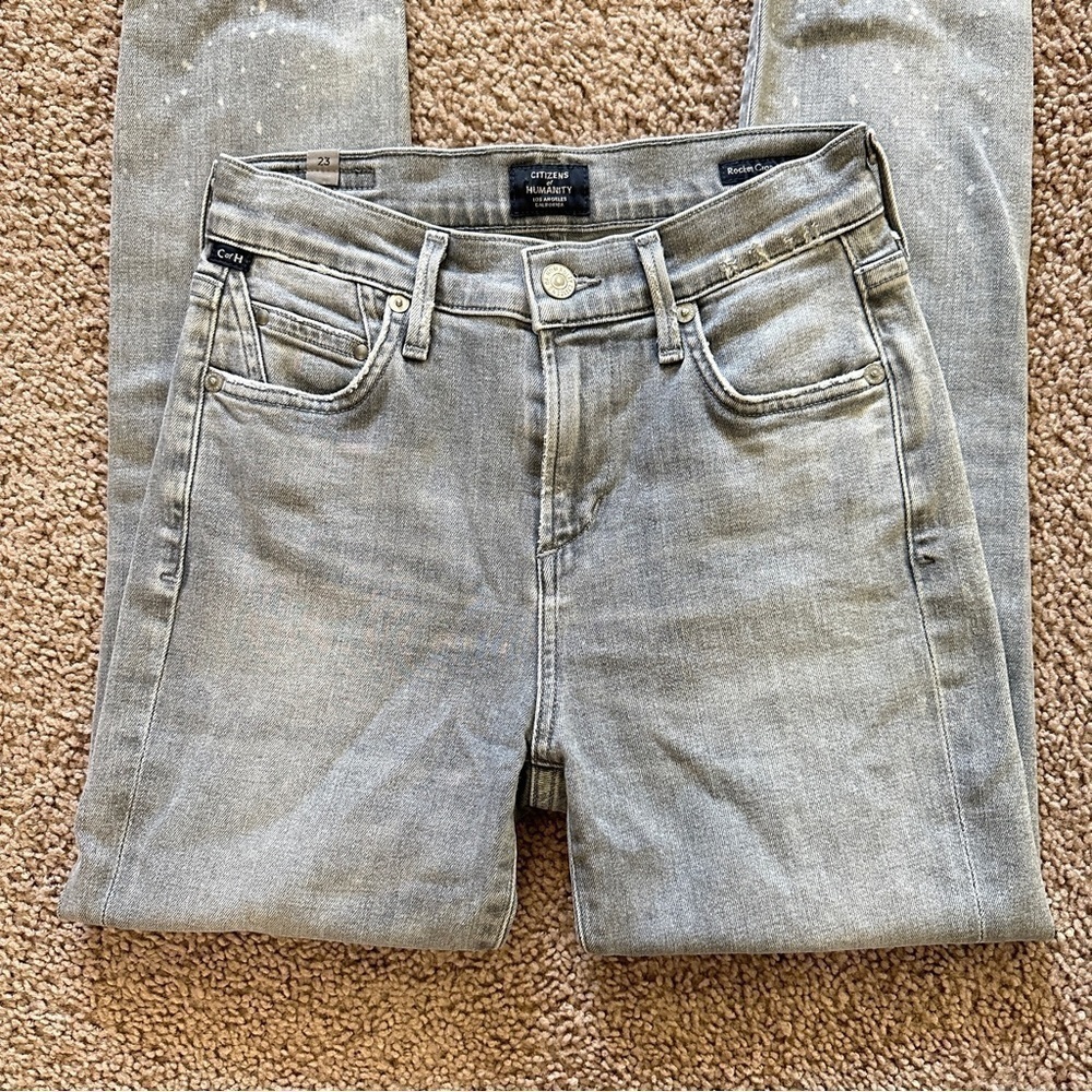 Citizens of Humanity Women's Rocket Crop High-Rise Skinny Jeans Salt Stone 24” - Picture 6 of 16